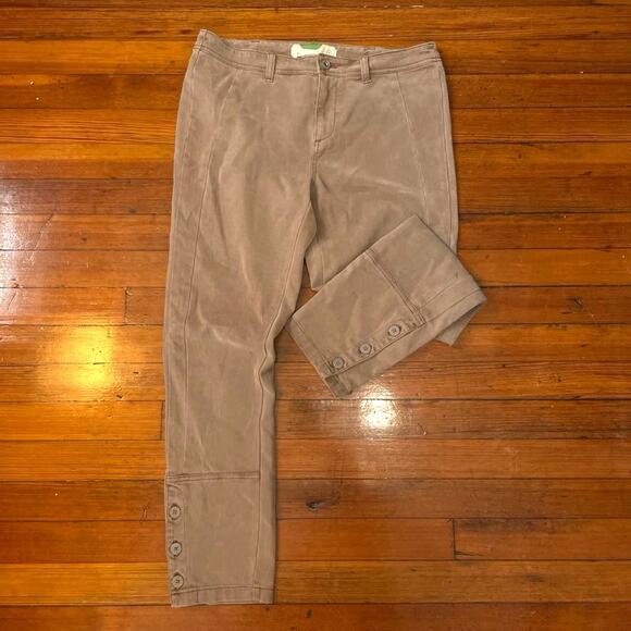 By Anthropologie Tencel Ribbed Button Cuff Straight Leg Utility Pants Sz 29 - Picture 1 of 10